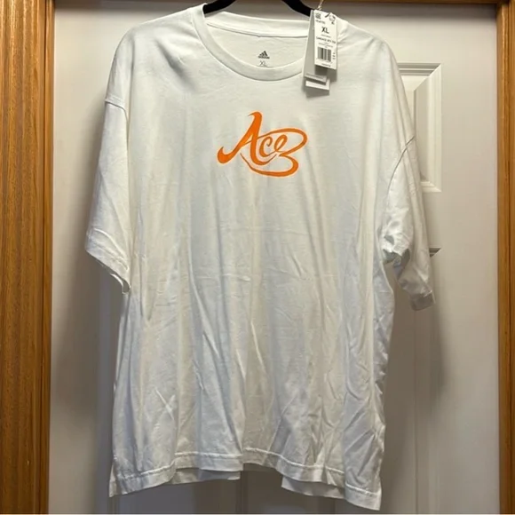 Adidas White WBNA x Adidas Ace T-Shirt with Orange Logo XL - Picture 1 of 4